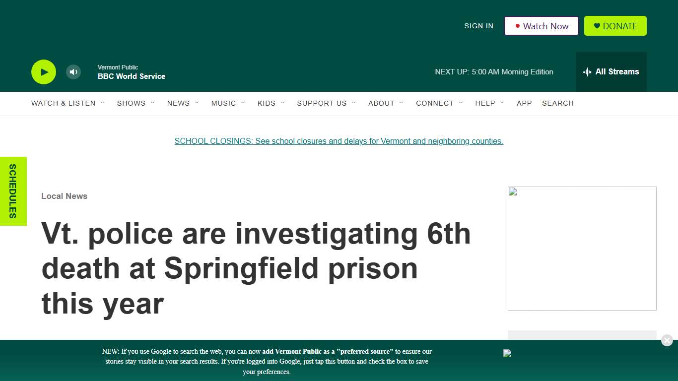 Vt. police are investigating 6th death at Springfield prison this year Vermont Public