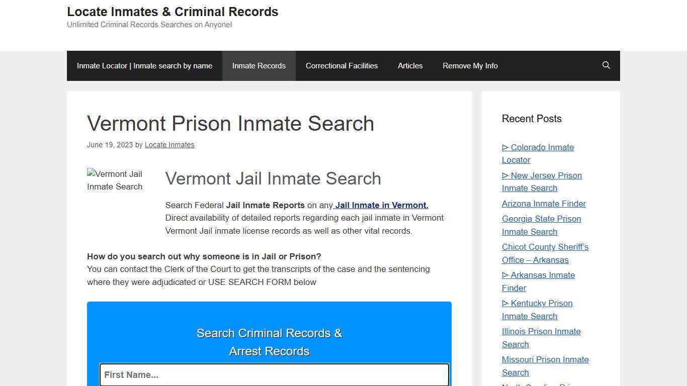 Vermont Prison Inmate Search – Locate Inmates & Criminal Records