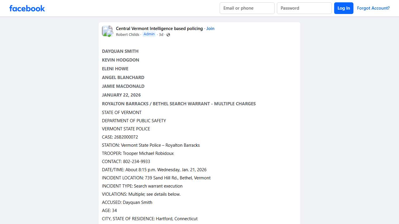 Central Vermont Intelligence based policing ## Dayquan Smith Facebook